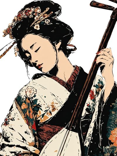 Geisha Portrait Illustration Poster.