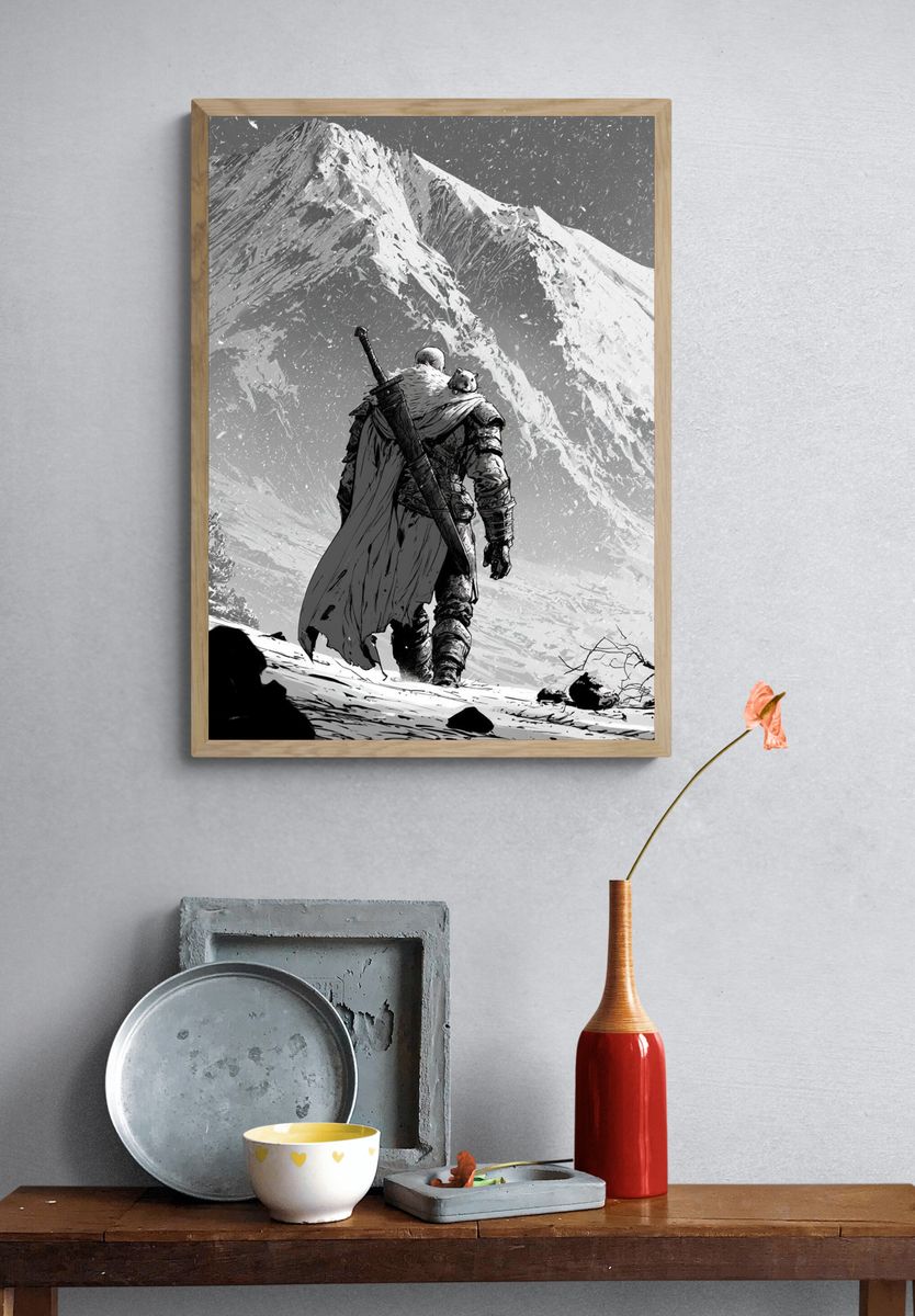 Snowy Warrior Mountain Print. — room view 3