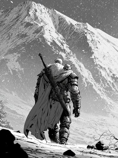 Snowy Warrior Mountain Print. poster