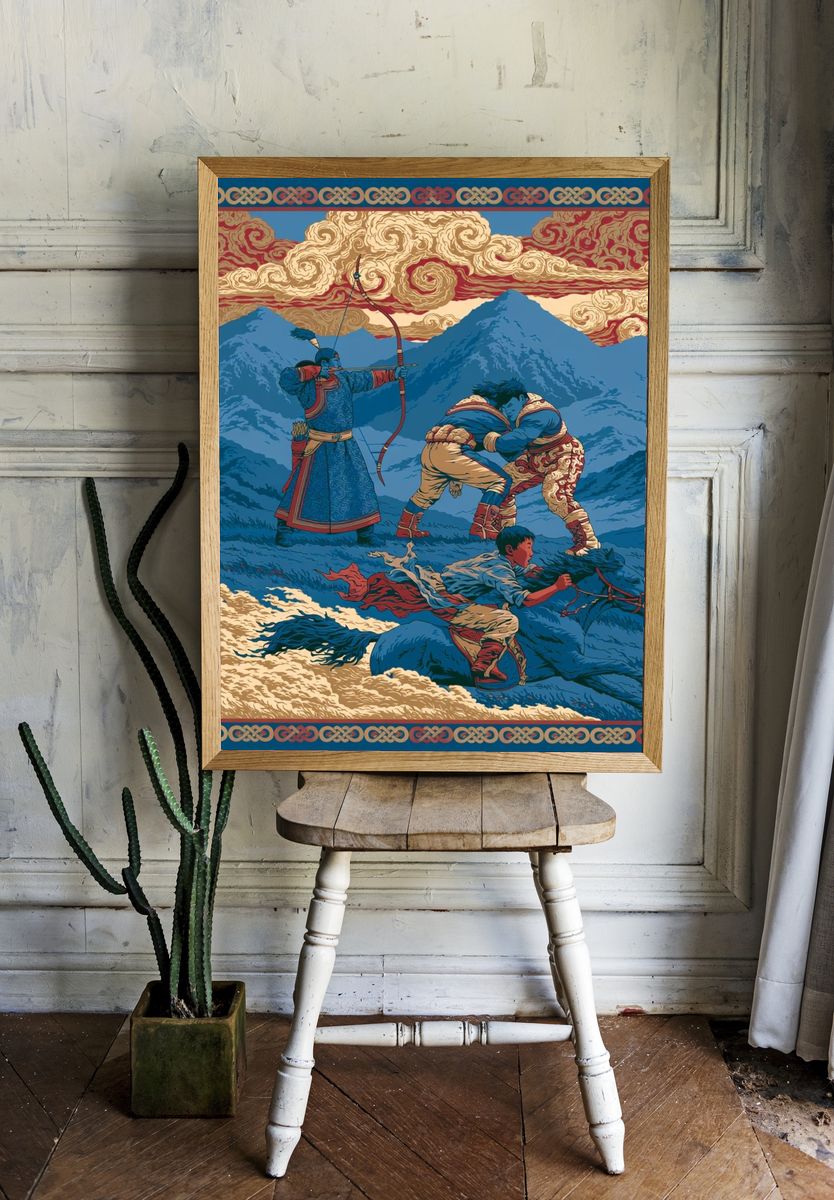 Tibetan Archers — Illustration Print. room preview