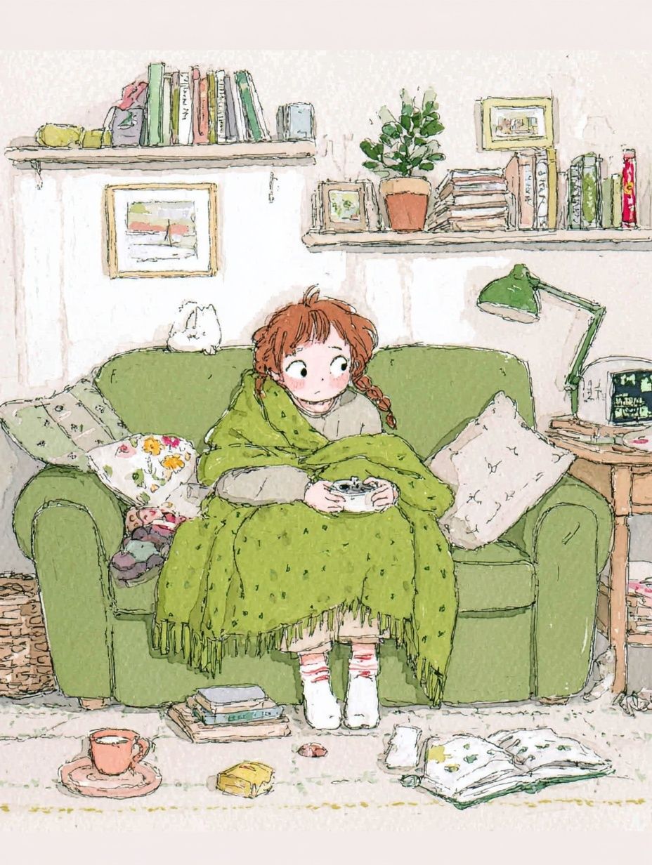 Cozy Reading Room Illustration Poster. poster — illustration art