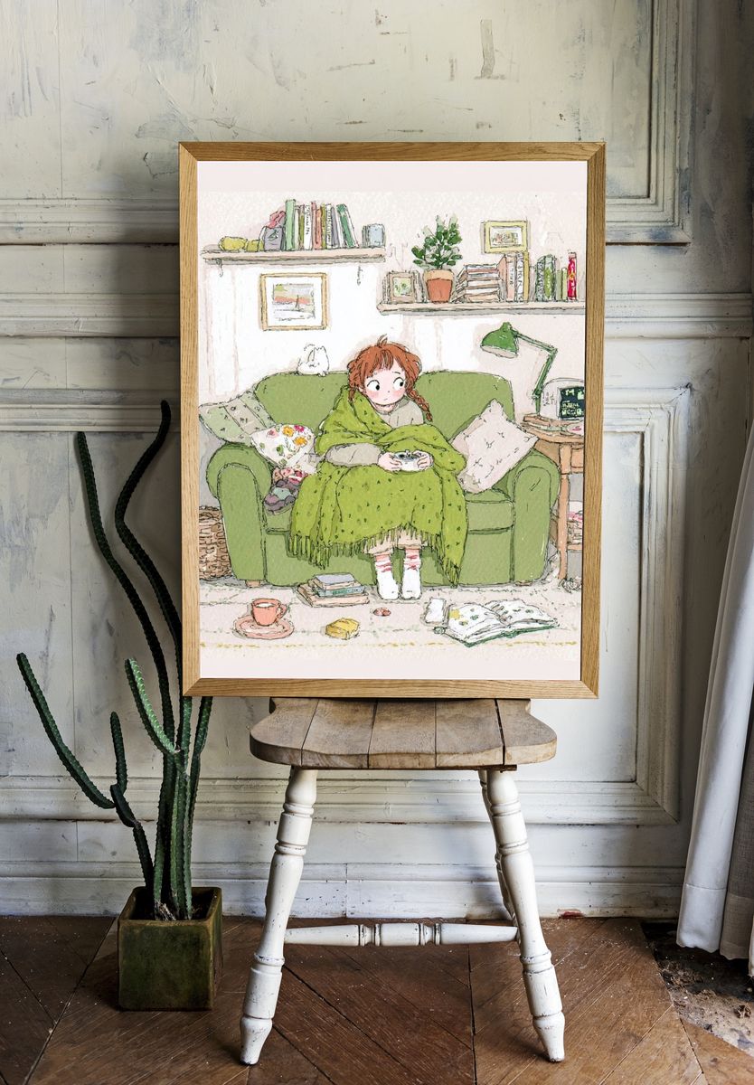 Cozy Reading Room Illustration Poster. room preview