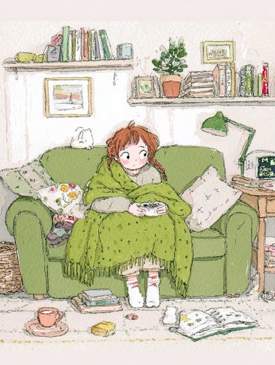 Cozy Reading Room Illustration Poster. poster