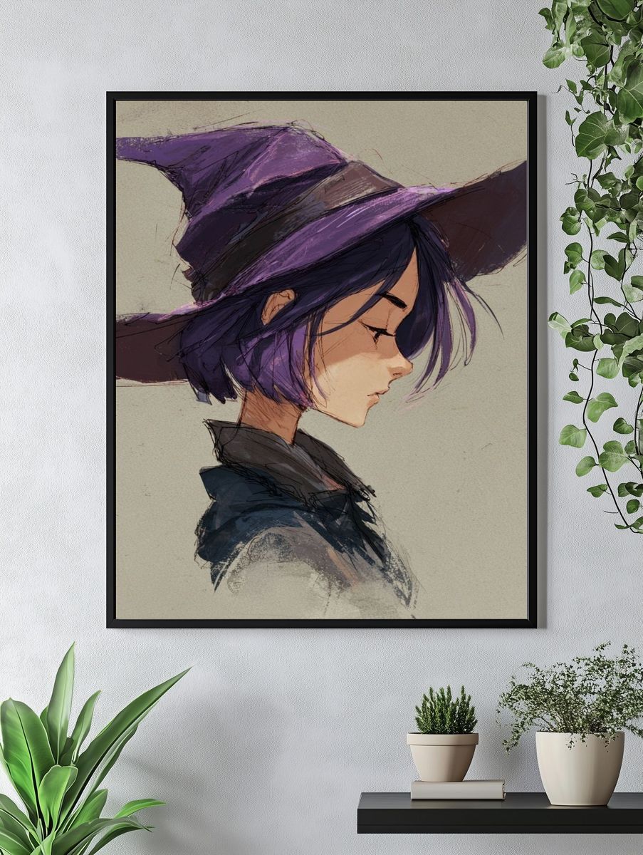 Purple Witch Portrait Print. — room view 4