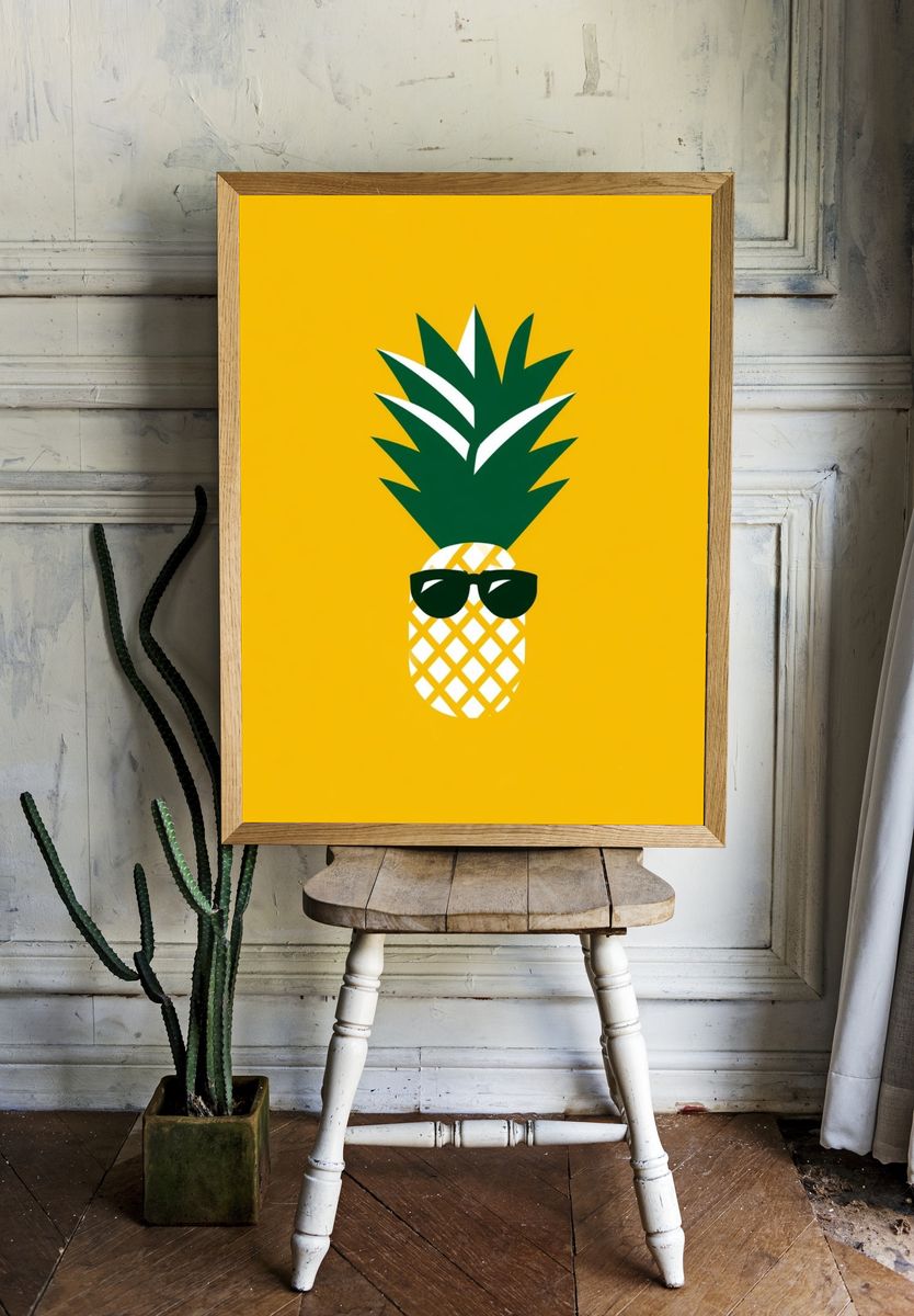 Cool Pineapple Illustration Poster. — room view 1