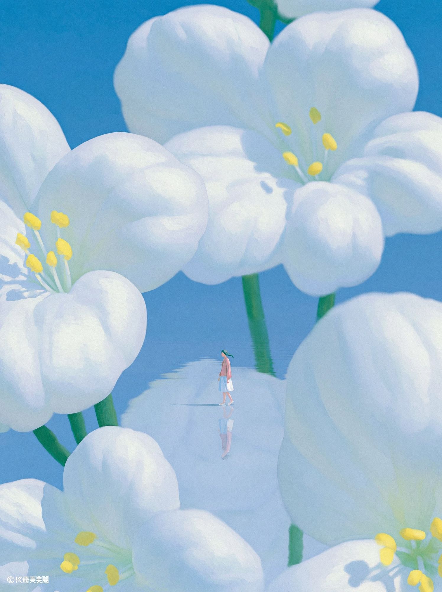 Dreamy Blossom Field Illustration Poster. poster — illustration art