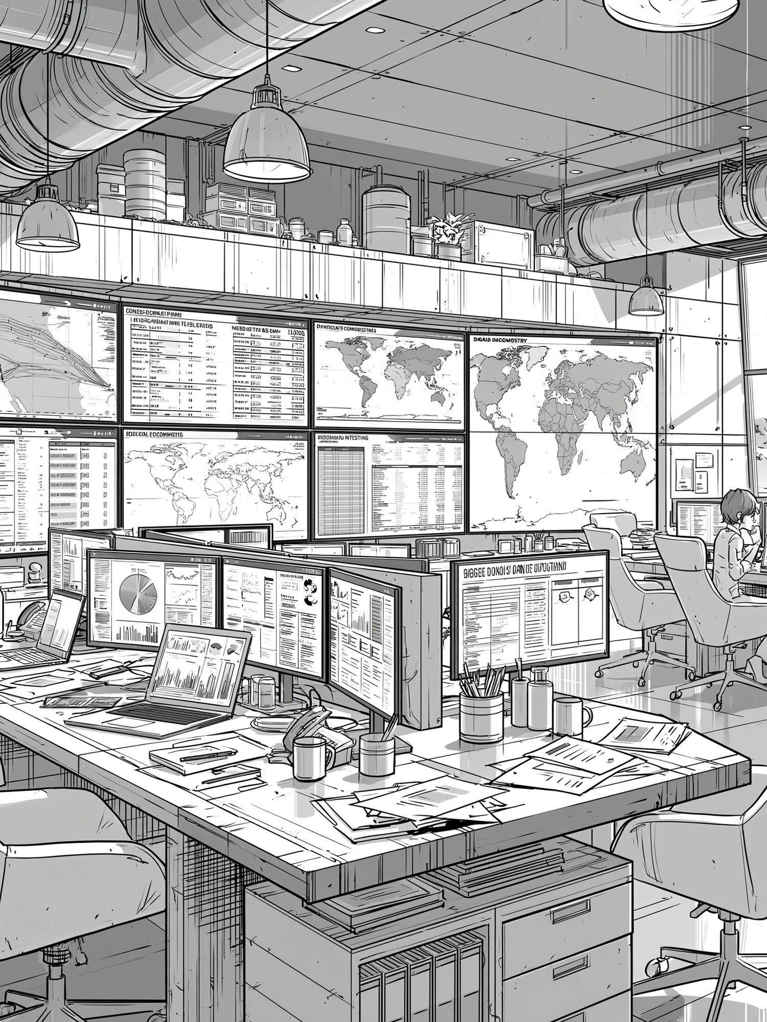 Modern Analytics Office Illustration Poster. poster — illustration art