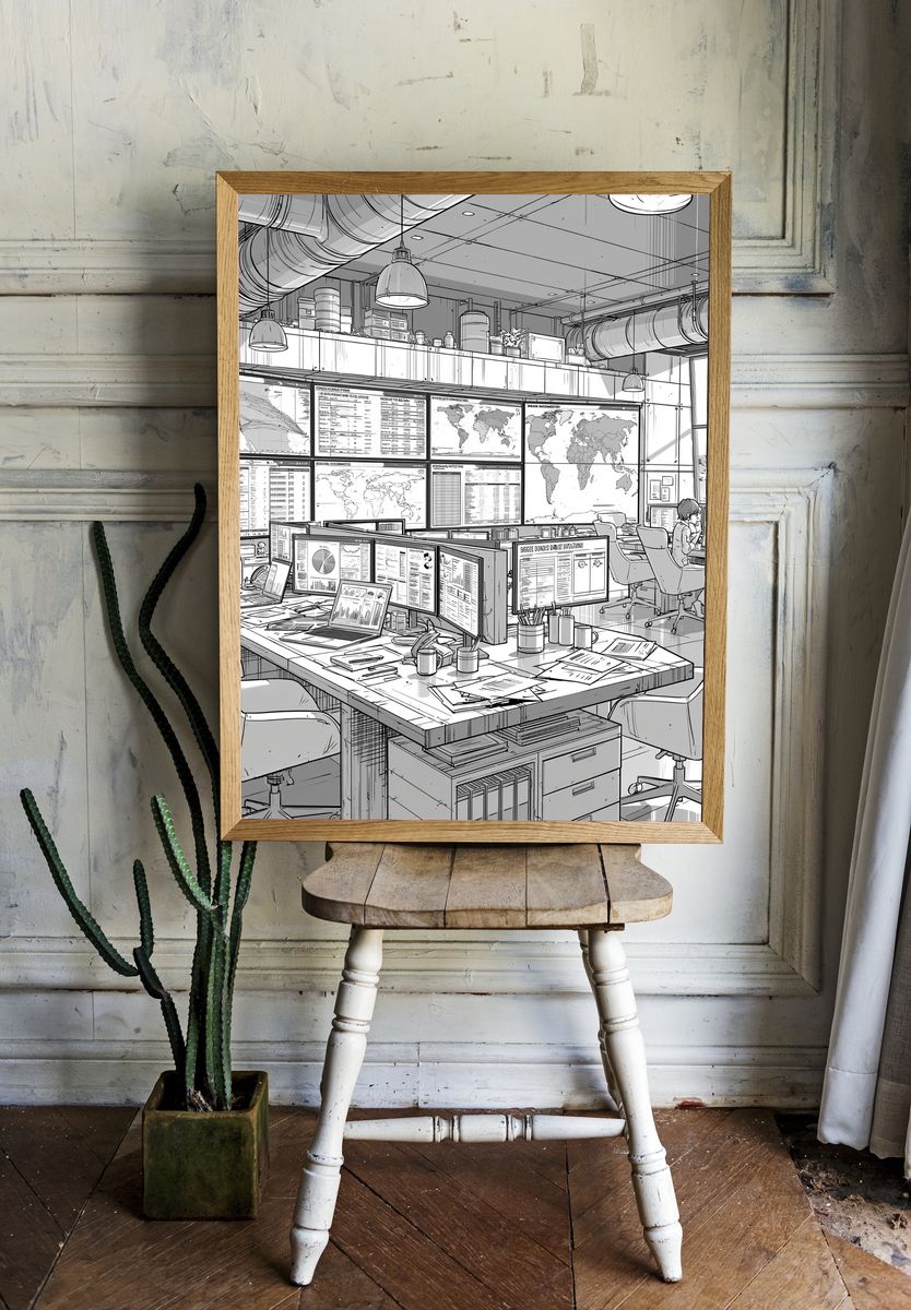 Modern Analytics Office Illustration Poster. room preview
