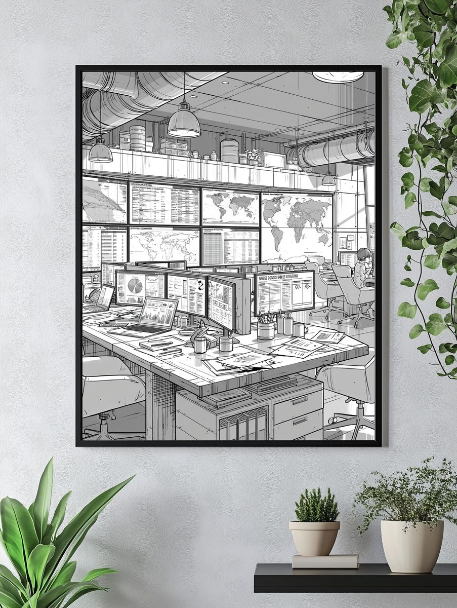 Modern Analytics Office Illustration Poster. — room view 4