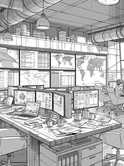 Modern Analytics Office Illustration Poster.