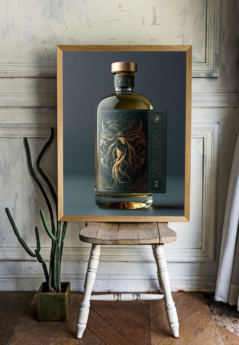 Art Nouveau Bottle Illustration Poster. room preview