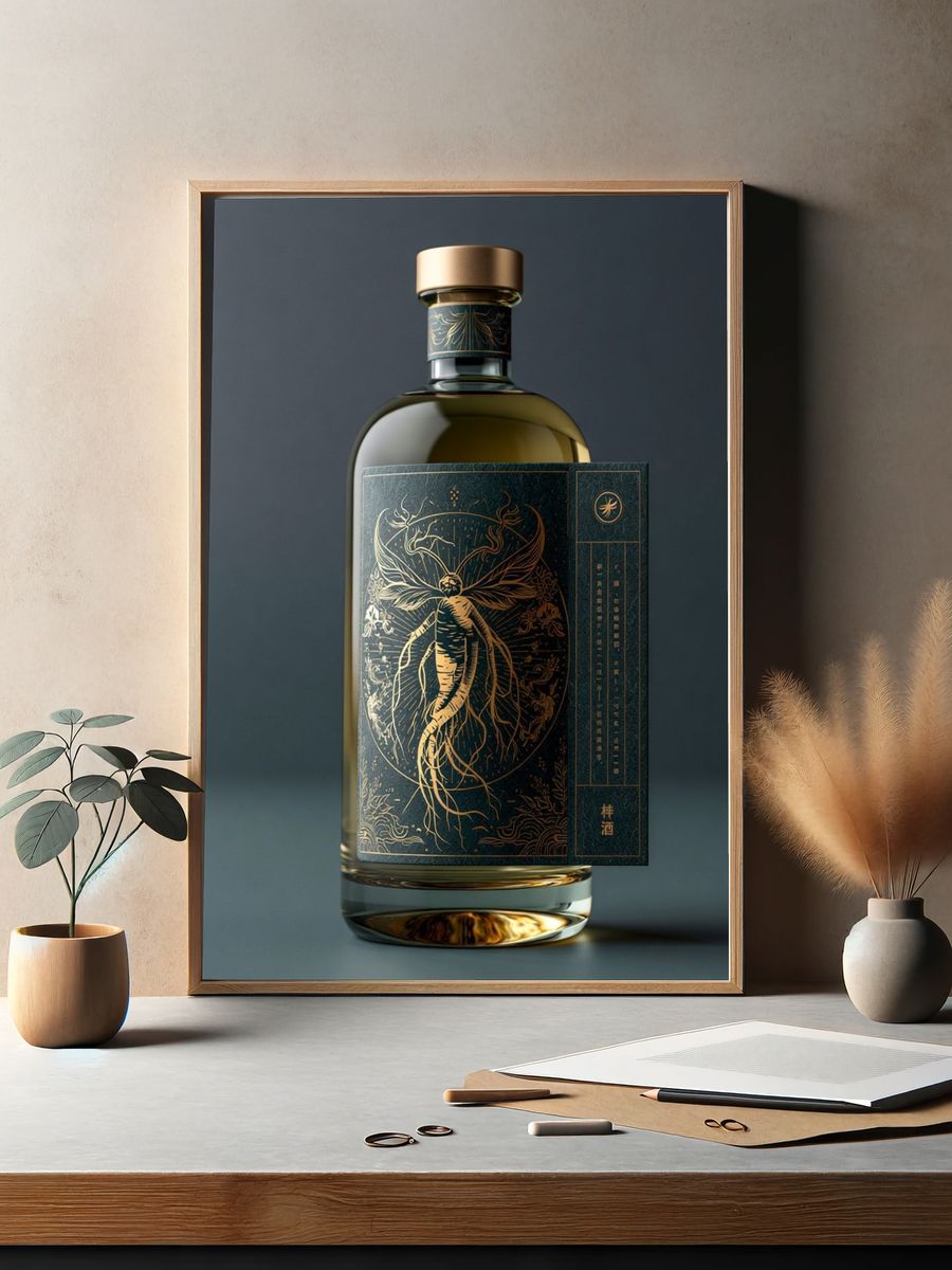 Art Nouveau Bottle Illustration Poster. — room view 2