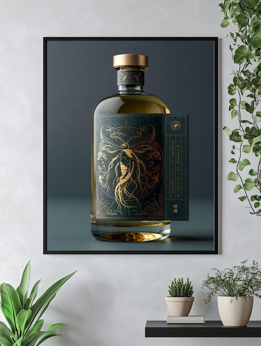 Art Nouveau Bottle Illustration Poster. — room view 4