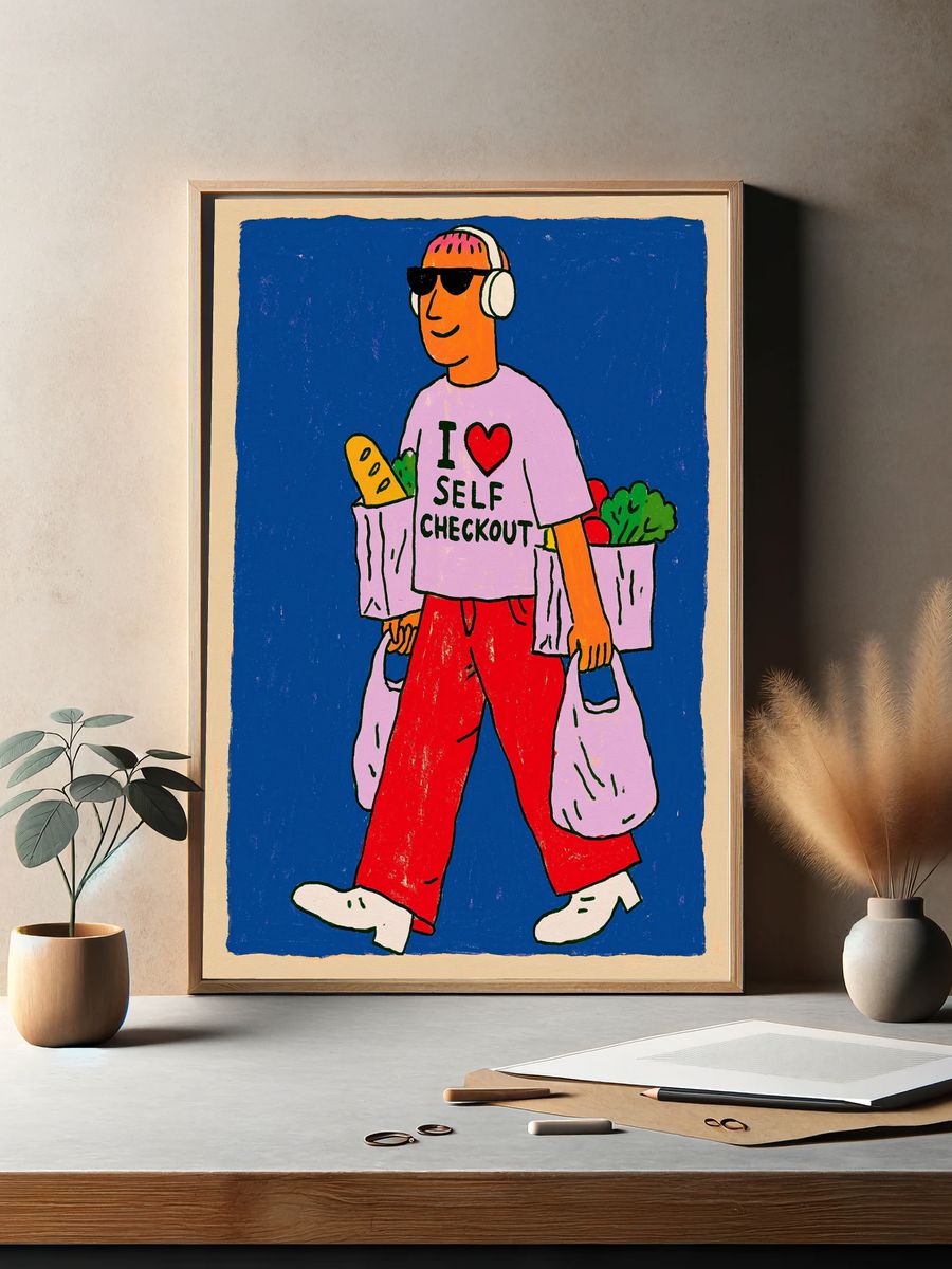 Self Checkout Illustration Poster. — room view 2