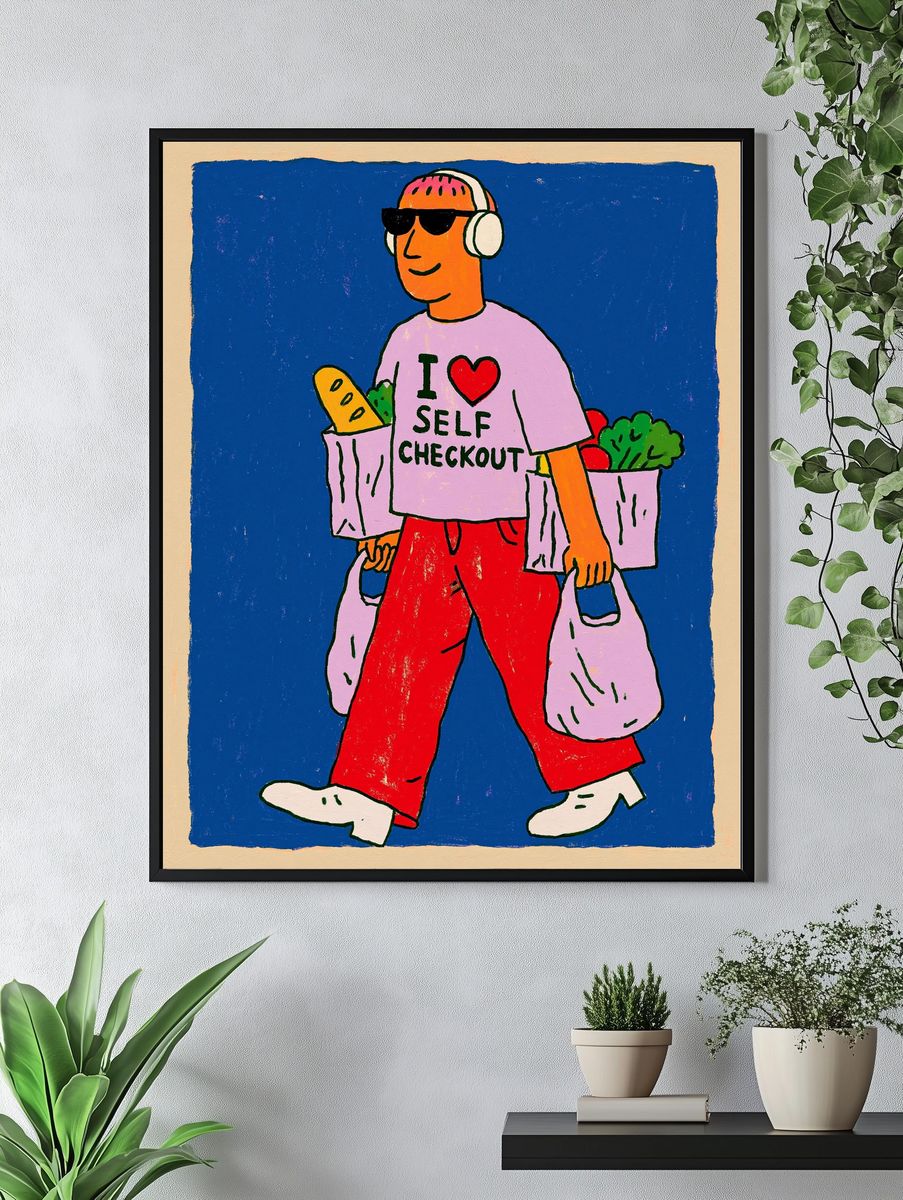 Self Checkout Illustration Poster. — room view 4