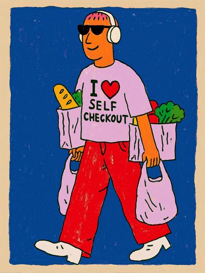 Self Checkout Illustration Poster.