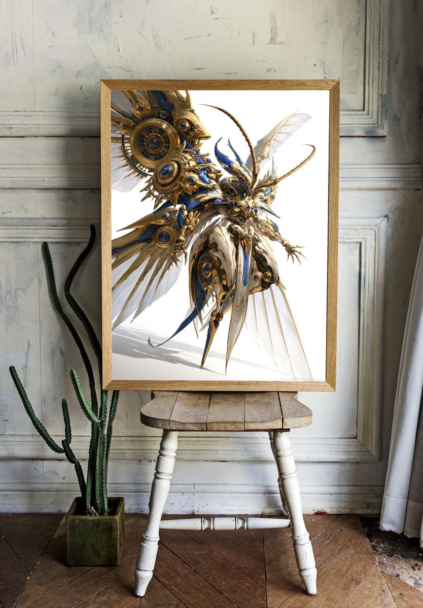 Celestial Mecha Angel Print. room preview