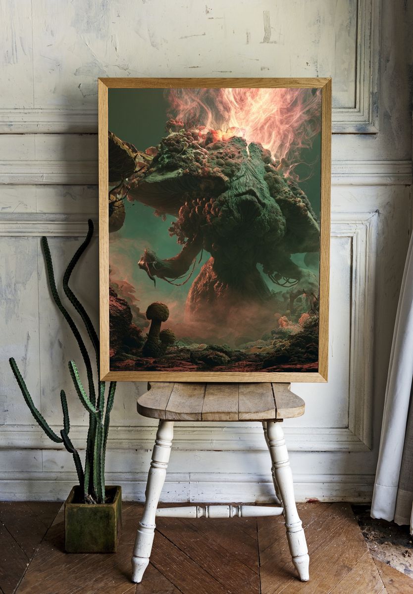 Surreal Mushroom Forest Print. — room view 1