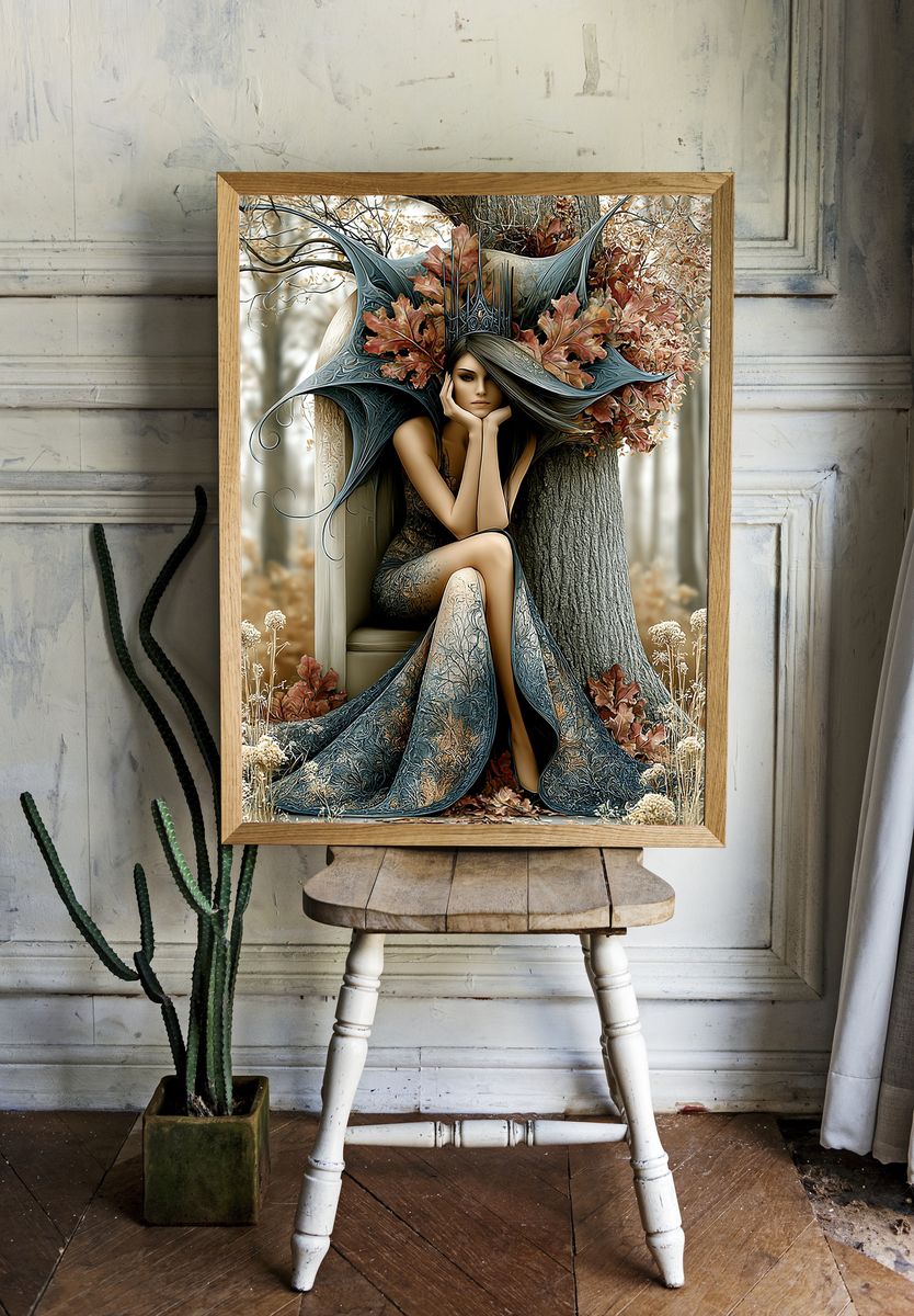 Autumn Forest Queen Illustration Poster. — room view 1