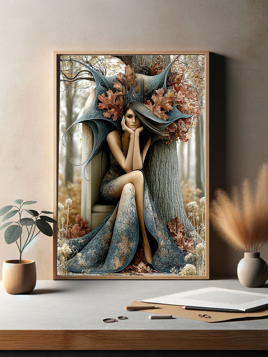 Autumn Forest Queen Illustration Poster. — room view 2