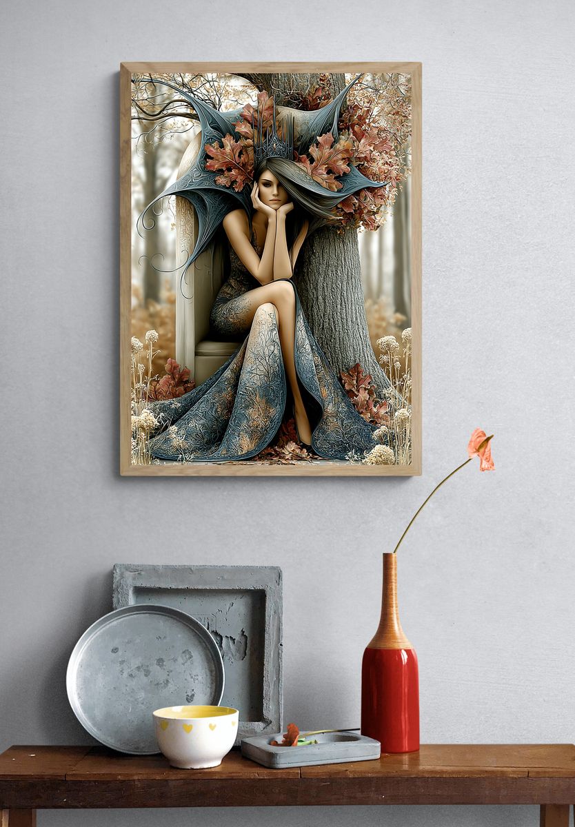 Autumn Forest Queen Illustration Poster. — room view 3