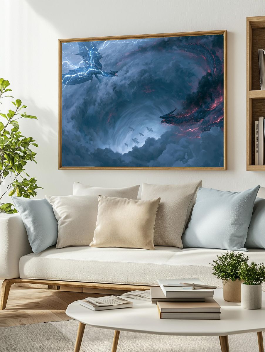 Storm Dragons Clash Print. — room view 2