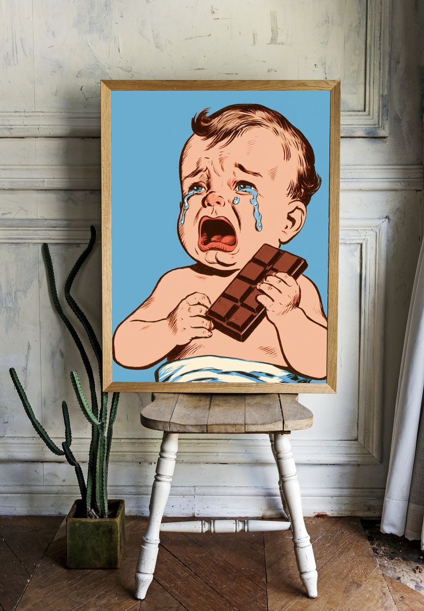 Crying Baby with Chocolate Poster. room preview