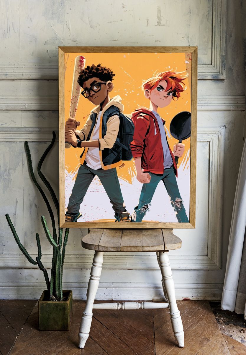 Urban Baseball Duo Illustration Poster. room preview