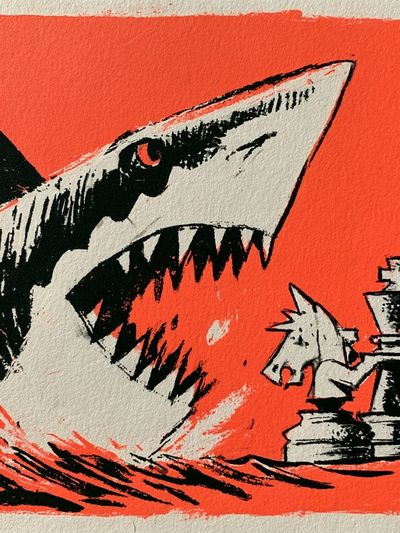 Shark Attack Illustration Poster.