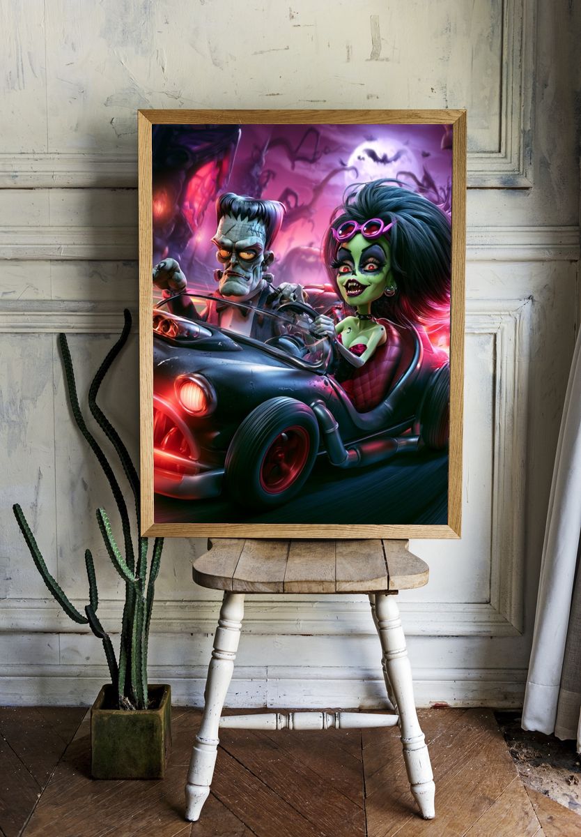 Monster Roadster — Illustration Print. room preview