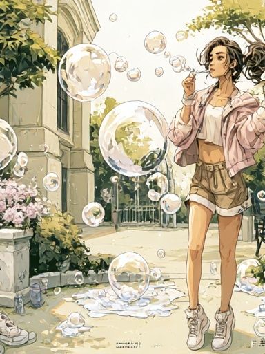 Bubble Girl Garden Illustration Poster. poster — illustration art