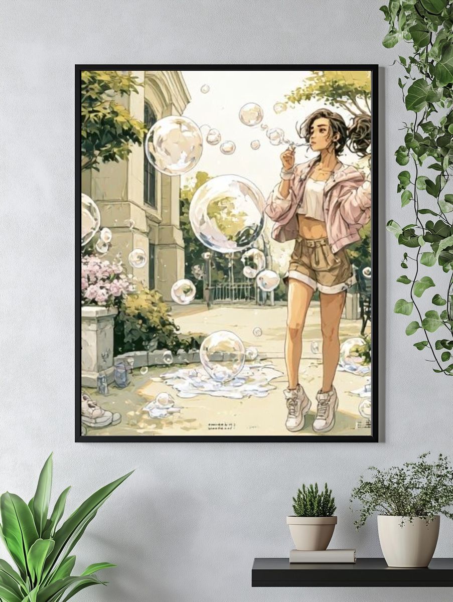 Bubble Girl Garden Illustration Poster. — room view 4