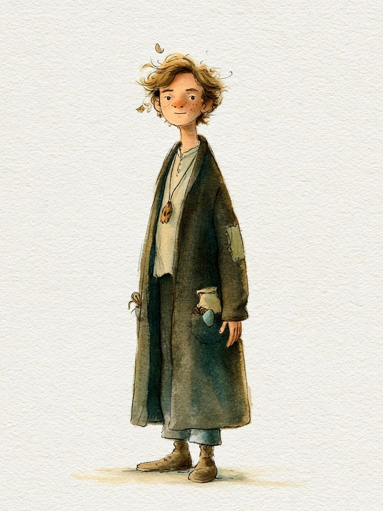 Whimsical Boy Watercolor Print. poster detail