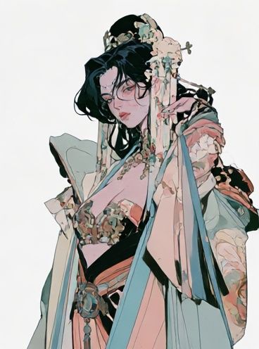 Elegant Geisha Portrait Illustration Poster. poster detail