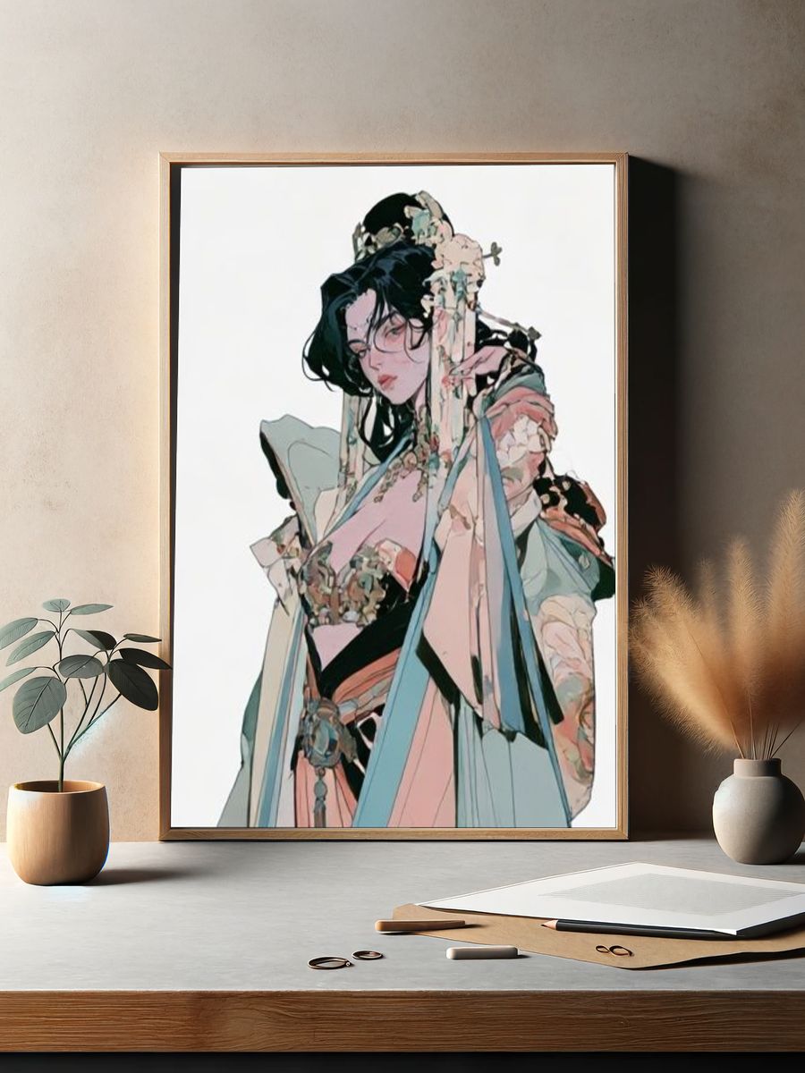 Elegant Geisha Portrait Illustration Poster. — room view 2