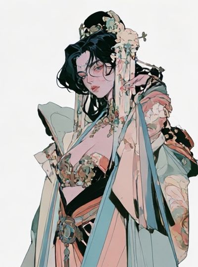 Elegant Geisha Portrait Illustration Poster.