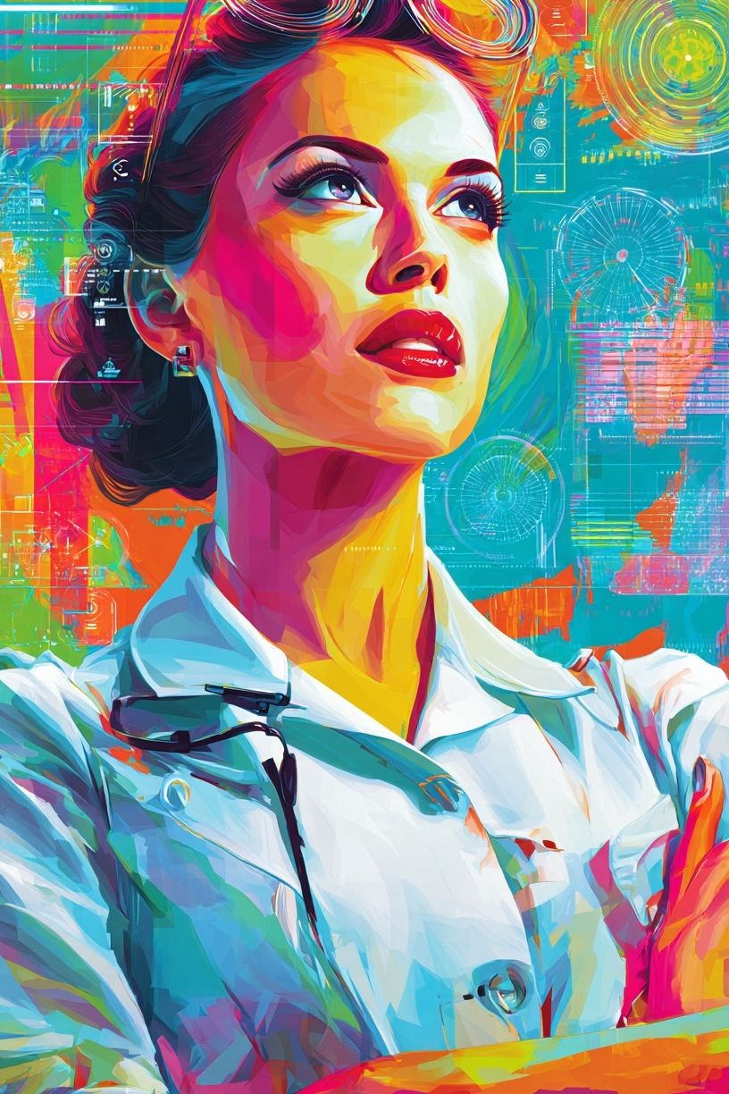 Retro Futurist Woman Illustration Poster. poster detail