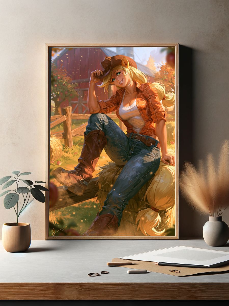 Cowgirl Portrait Illustration Poster. — room view 2