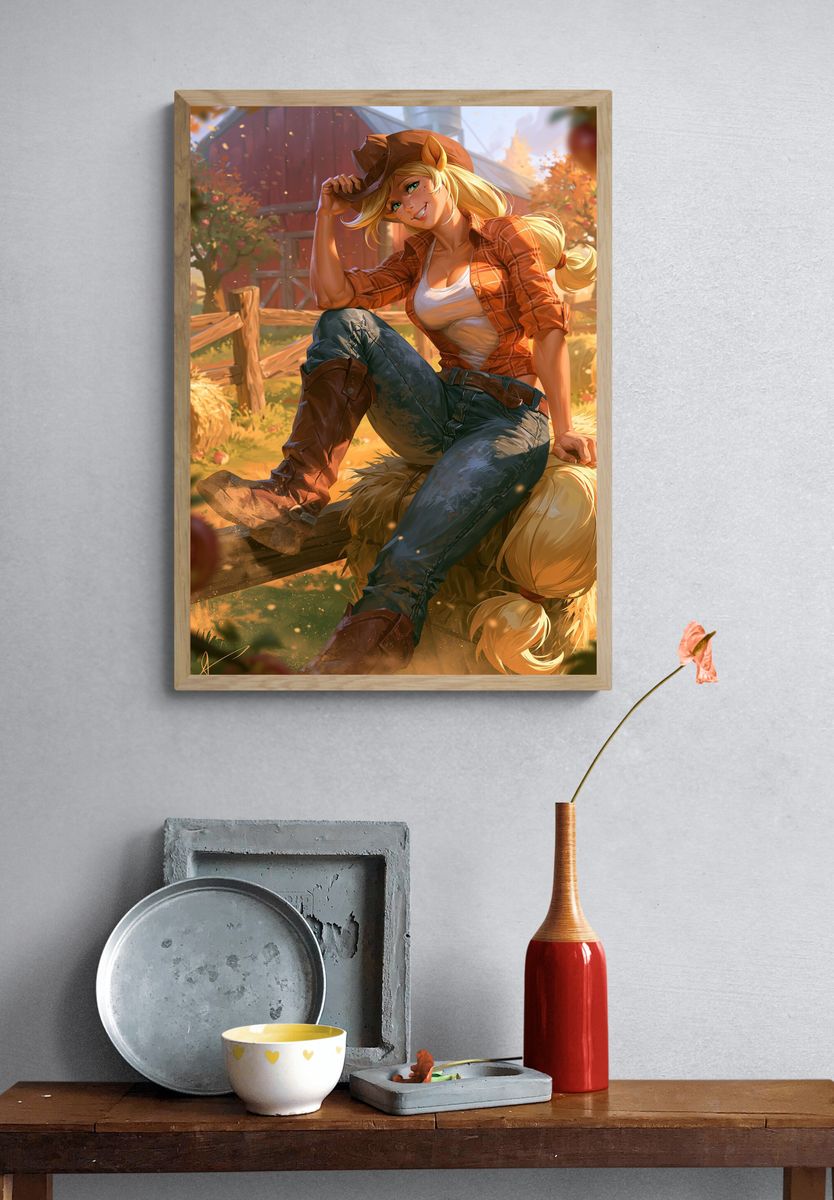 Cowgirl Portrait Illustration Poster. — room view 3