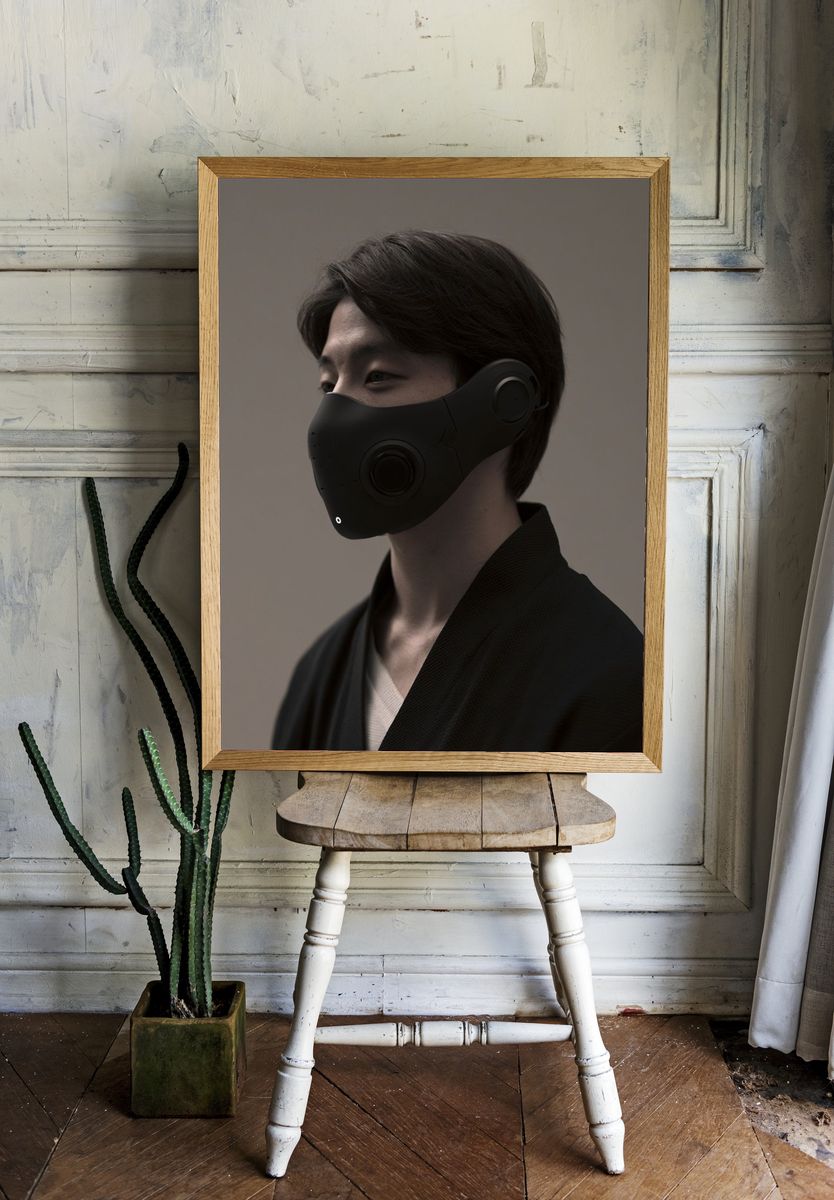 Masked Portrait Digital Art Poster. room preview