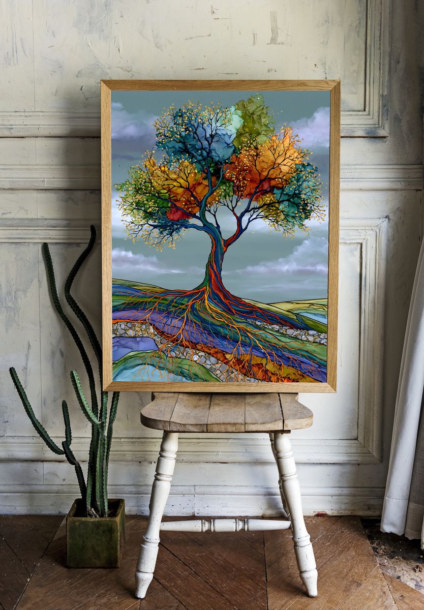 Rainbow Tree of Life Illustration Poster. room preview