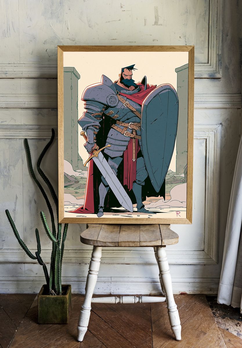 Armored Knight Digital Art Poster. — room view 1