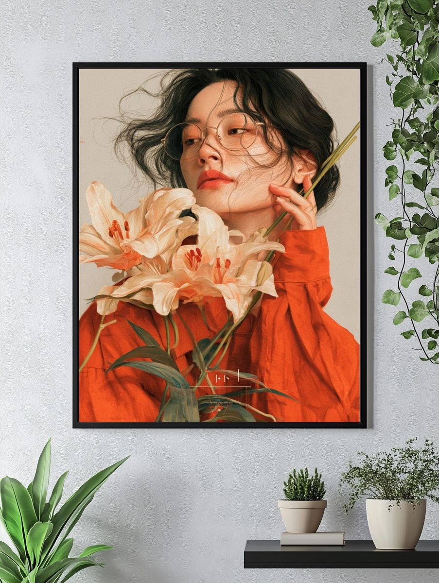 Floral Portrait Illustration Print. — room view 4
