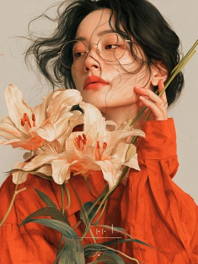 Floral Portrait Illustration Print.
