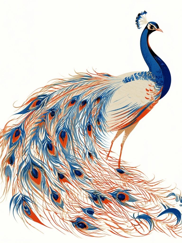 Peacock Illustration Poster. poster — illustration art