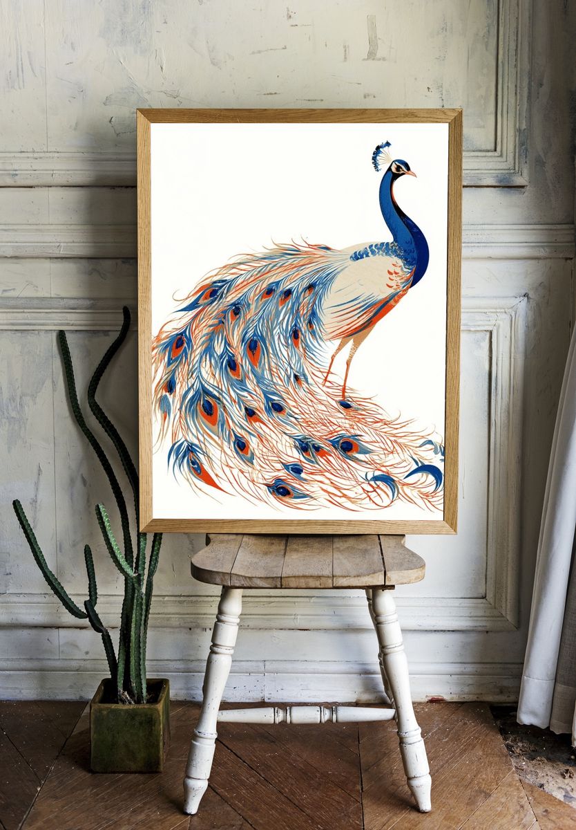 Peacock Illustration Poster. — room view 1