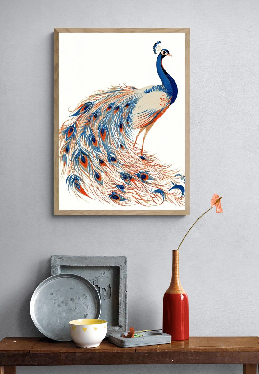 Peacock Illustration Poster. — room view 3
