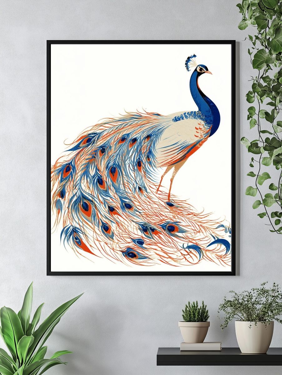 Peacock Illustration Poster. — room view 4