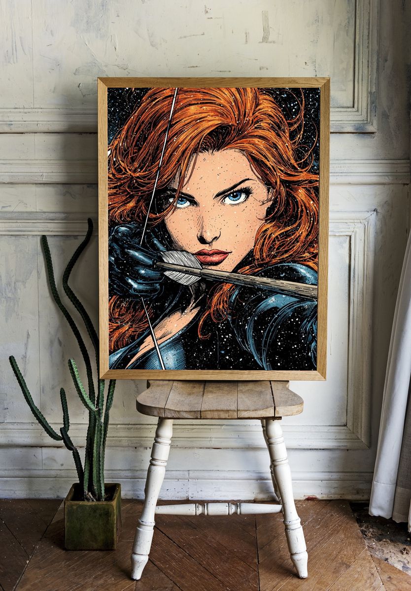 Red-Haired Archer Comic Art Poster. — room view 1