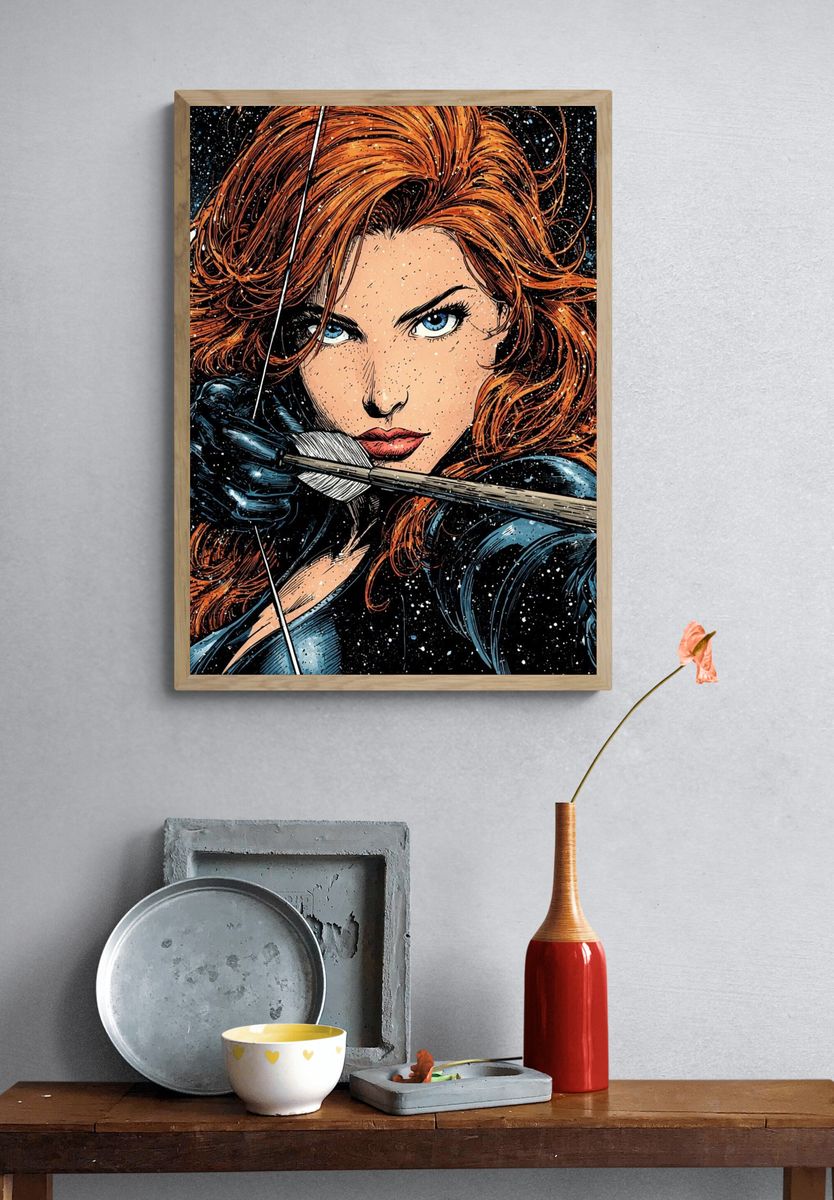 Red-Haired Archer Comic Art Poster. — room view 3